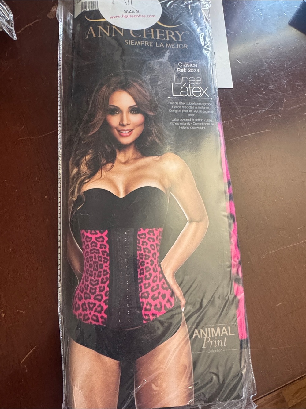 Ann Chery Black and Hot Pink Leopard Latex Waist Cincher
